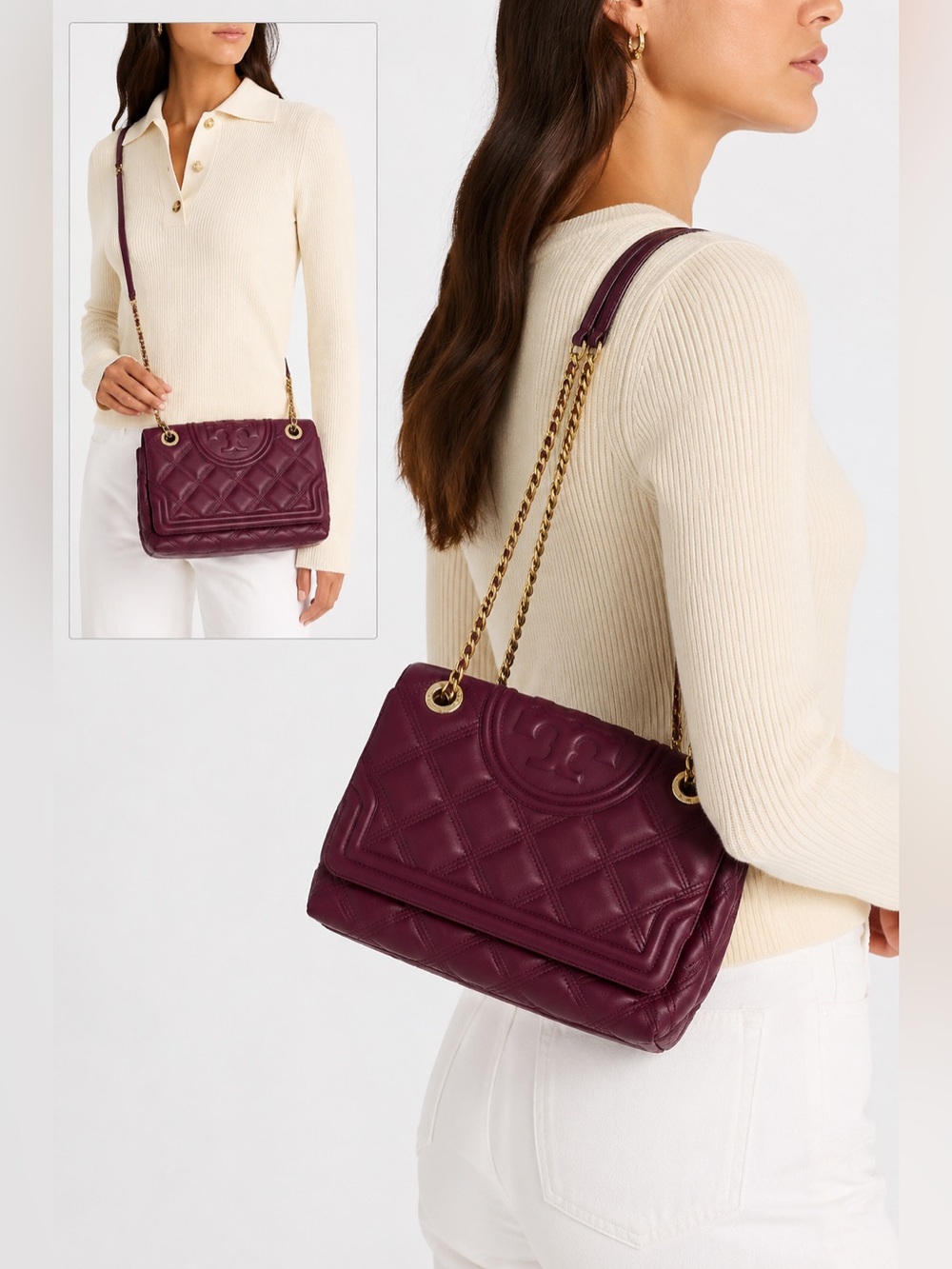 Tory Burch Fleming Soft Convertible Shoulder Bag – Claret